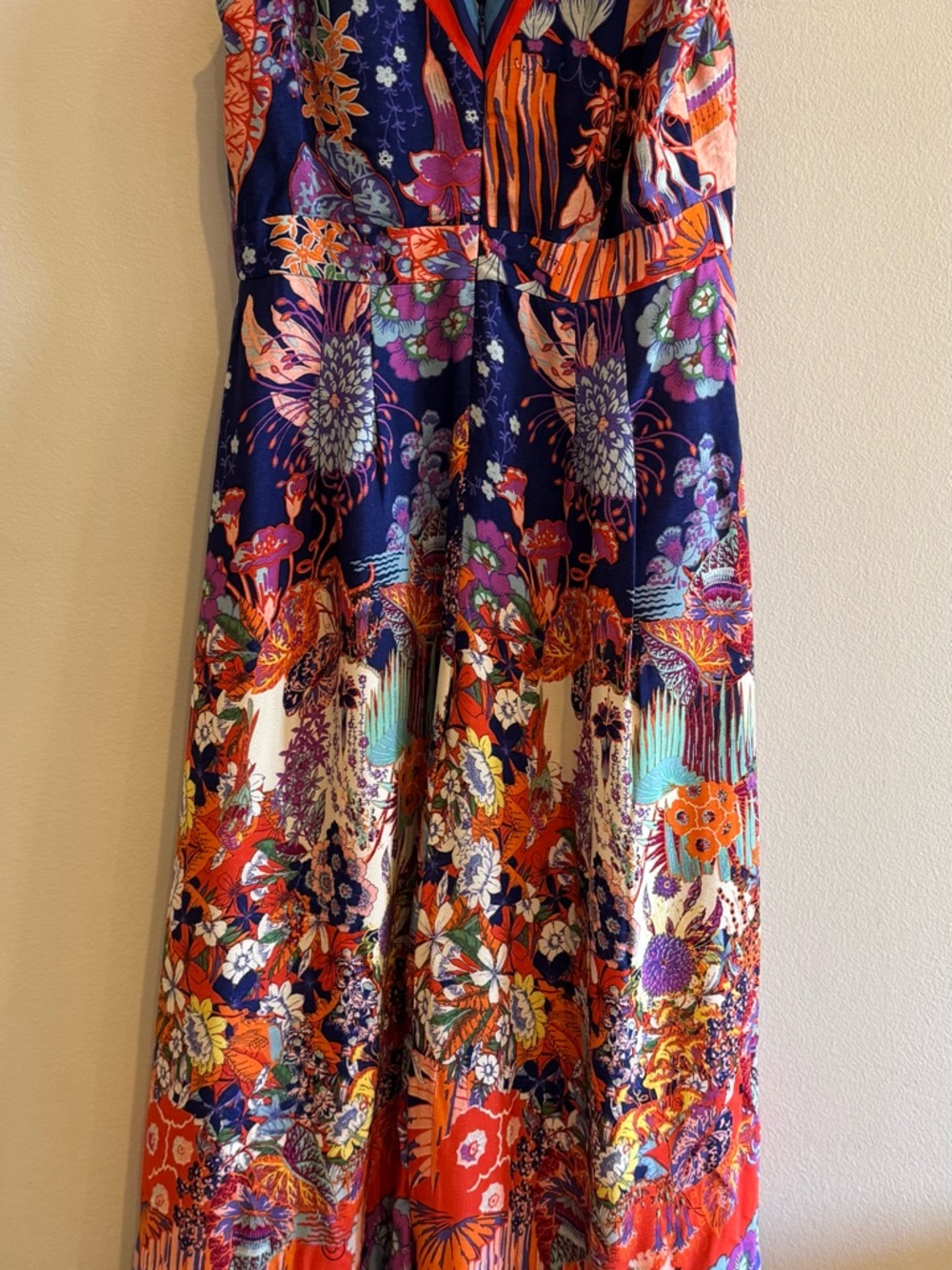 Vibrant Floral Maxi romper in Navy, Orange & Purple